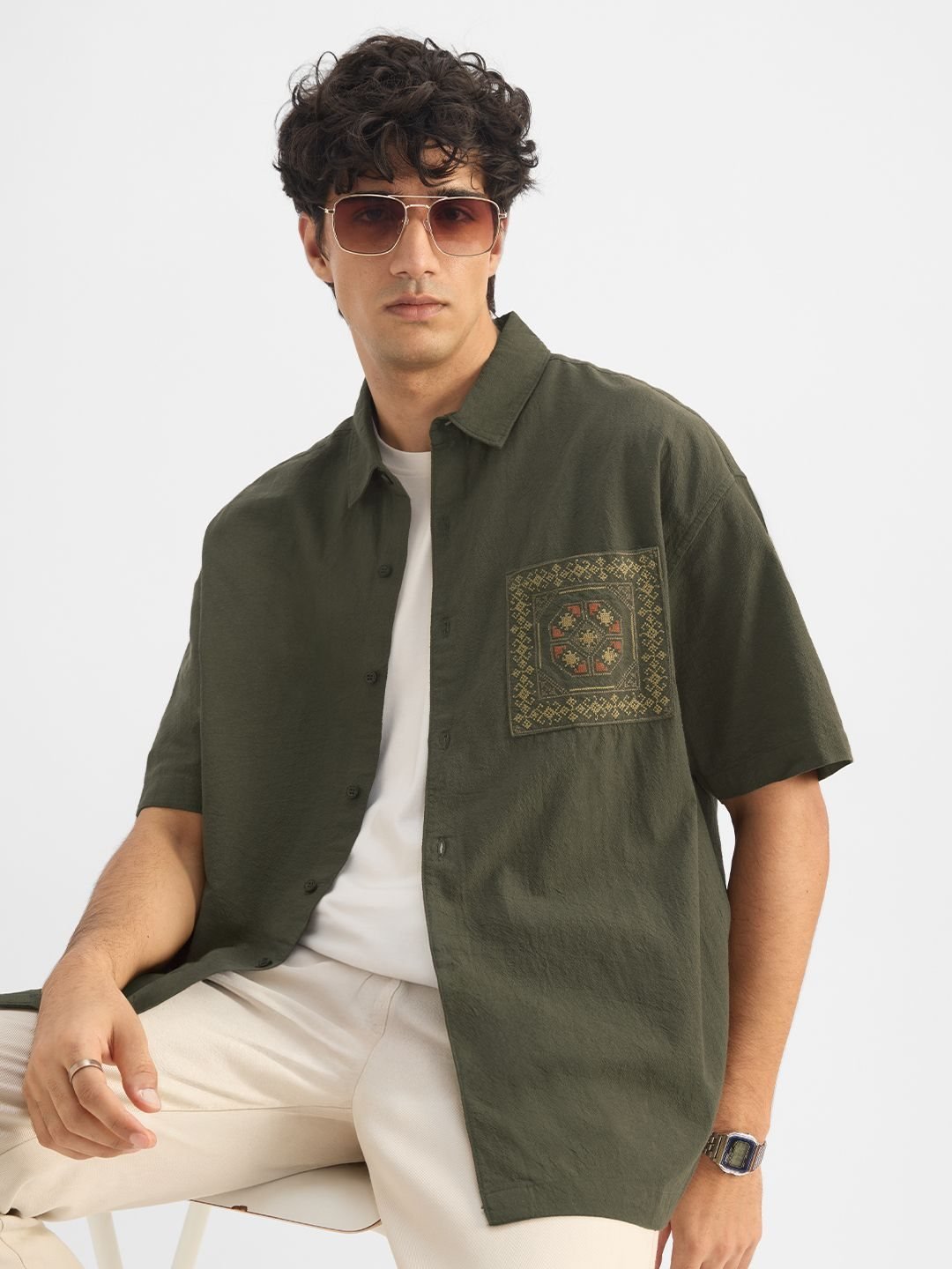 Textured Shirt: Indie Olive