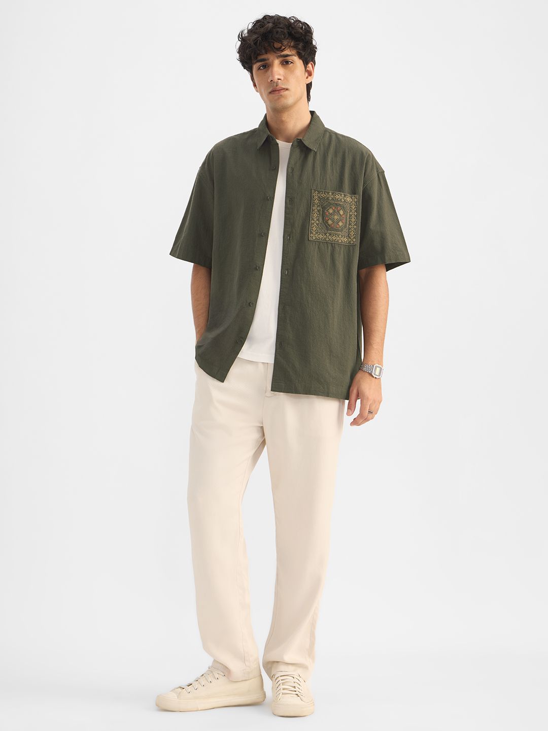 Textured Shirt: Indie Olive